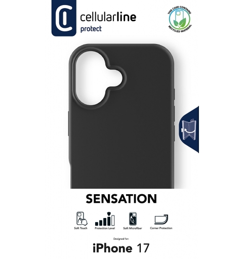Cellularline Sensation - iPhone 17 Custodia in silicone ultra morbida con finitura soft touch, perfetta per proteggere ogni