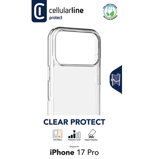 Cellularline Clear Strong - iPhone 17 Pro Custodia rigida con bordi in gomma