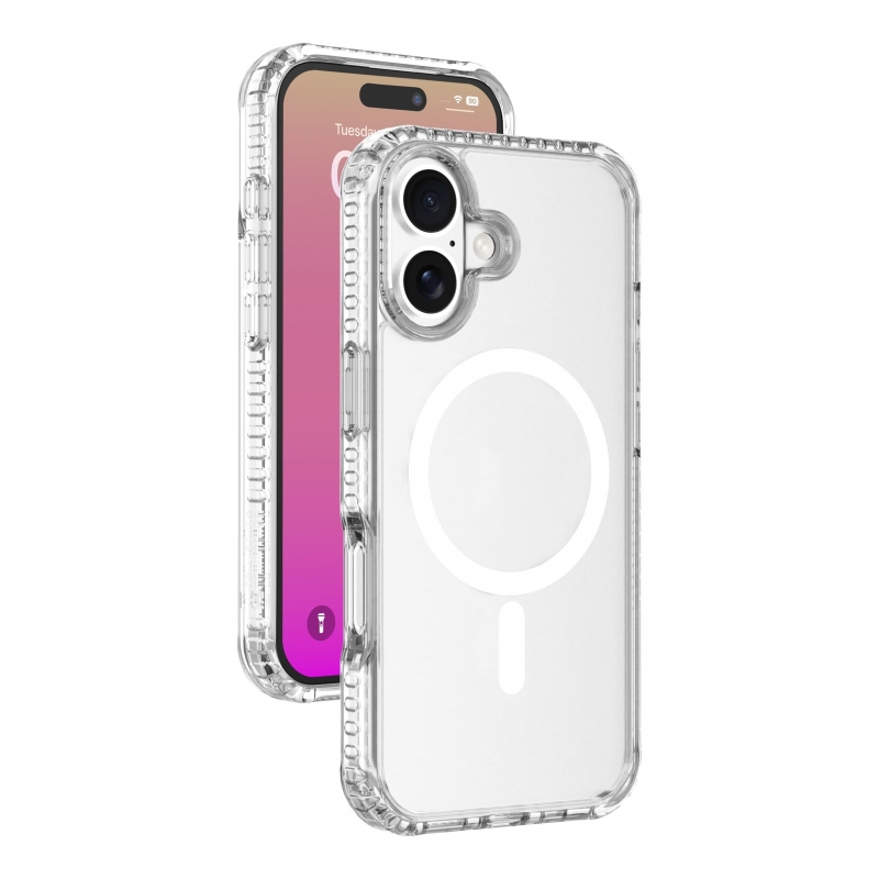 Cellularline Ultra Strong Mag - iPhone 17 Funda transparente ultra protectora con bordes reforzados en material anti impactos,