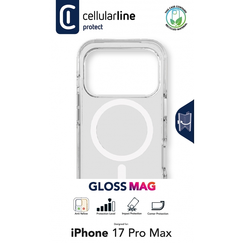 Cellularline Gloss Mag - iPhone 17 Pro Max Custodia compatibile con ecosistema Magsafe