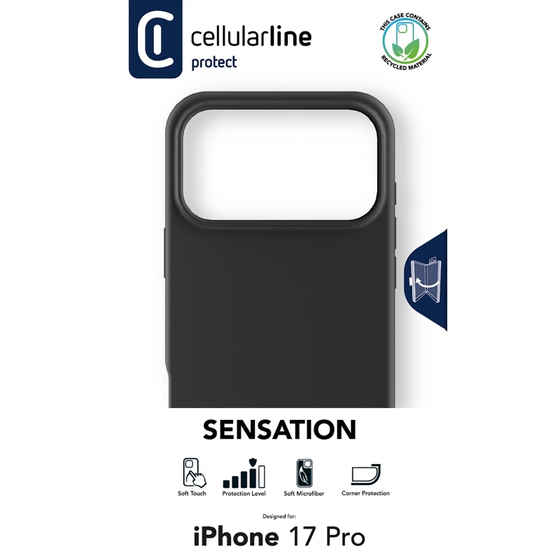Cellularline Sensation - iPhone 17 Pro Custodia in silicone ultra morbida con finitura soft touch, perfetta per proteggere ogni