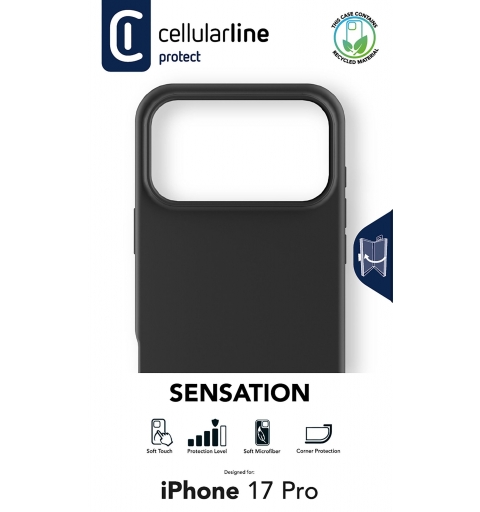 Cellularline Sensation - iPhone 17 Pro Custodia in silicone ultra morbida con finitura soft touch, perfetta per proteggere ogni