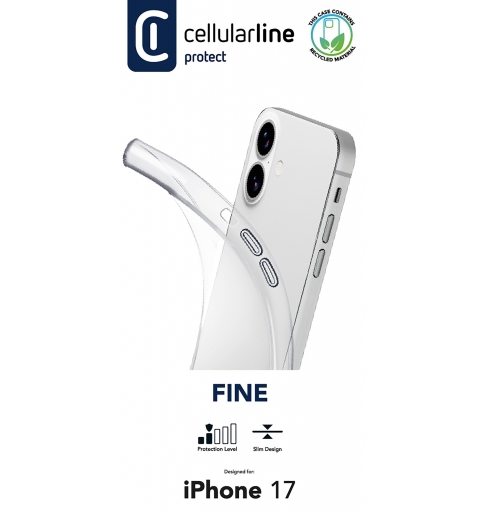 Cellularline Fine - iPhone 17 Cover in gomma morbida ultra sottile e trasparente