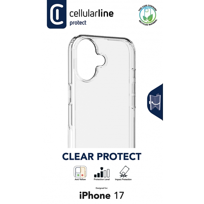 Cellularline Clear Strong - iPhone 17 Custodia rigida con bordi in gomma