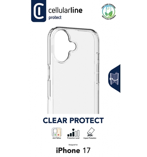 Cellularline Clear Strong - iPhone 17 Custodia rigida con bordi in gomma