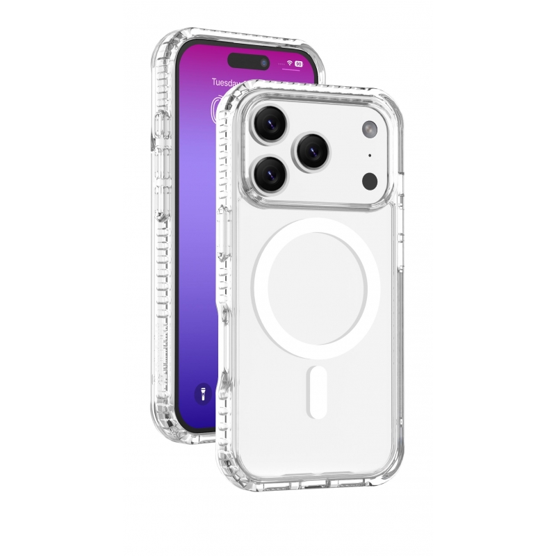 Cellularline Ultra Strong Mag - iPhone 17 Pro Max Funda transparente ultra protectora con bordes reforzados en material anti