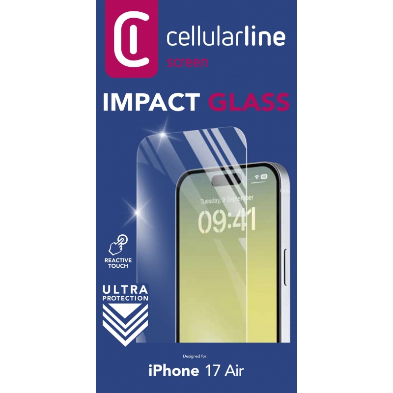Cellularline Impact Glass - iPhone Air Thin, tough and super-sensitive tempered glass