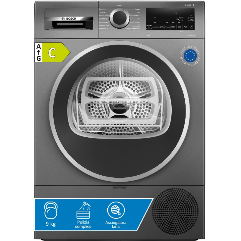 Bosch Serie 6 WQG243DRII tumble dryer Freestanding Front-load 9 kg Anthracite