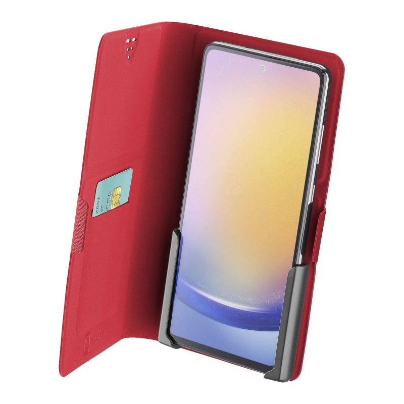 Cellularline Slide & Click Multikompatible Book-Style-Hülle mit Lederoptik – Größe L (Maximale Handymaße 90mm x 174mm)