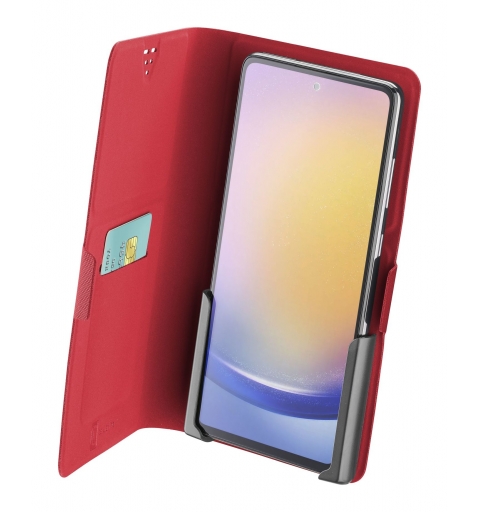 Cellularline Slide & Click Multikompatible Book-Style-Hülle mit Lederoptik – Größe L (Maximale Handymaße 90mm x 174mm)