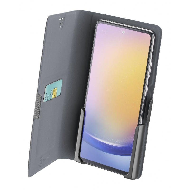 Cellularline Slide & Click Multi-compatible book-style case with leather effect - Size L (Max phone dimensions 90mm x 174mm)