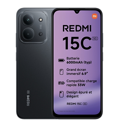 Xiaomi Redmi 15C 5G 17,5 cm (6.9") Hybride Dual-SIM USB Typ-C 4 GB 256 GB 6000 mAh Schwarz