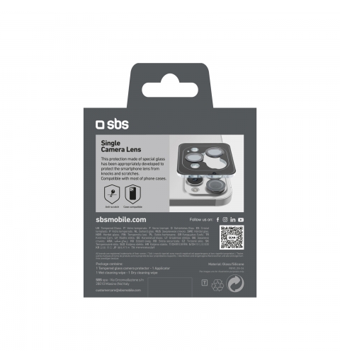 SBS TESINCAMGLIP16PK protector de pantalla o trasero para teléfono móvil Protector para lentes de cámara Apple 1 pieza(s)