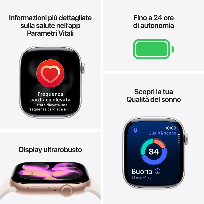 Apple Watch Series 11 OLED 42 mm Numérique 374 x 446 pixels Écran tactile Argent Wifi GPS (satellite)