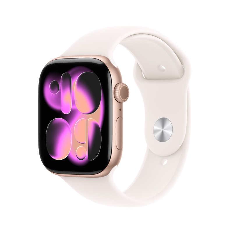 Apple Watch Series 11 GPS 46mm Rose Gold Aluminium Case with Light Blush Sport Band - M L