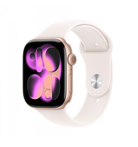 Apple Watch Series 11 GPS 46mm Rose Gold Aluminium Case with Light Blush Sport Band - M L