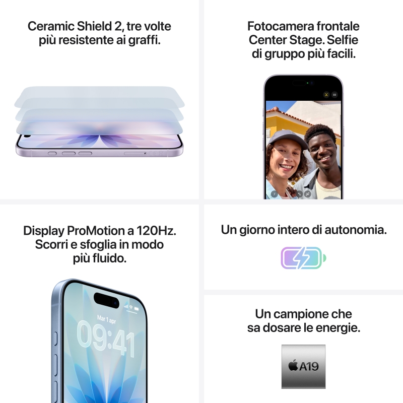 Apple iPhone 17 16 cm (6.3") Double SIM iOS 26 5G USB Type-C 256 Go Bleu