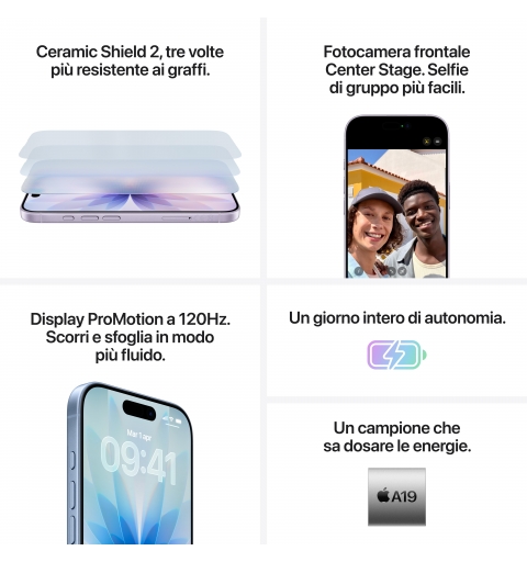 Apple iPhone 17 16 cm (6.3") Double SIM iOS 26 5G USB Type-C 256 Go Bleu