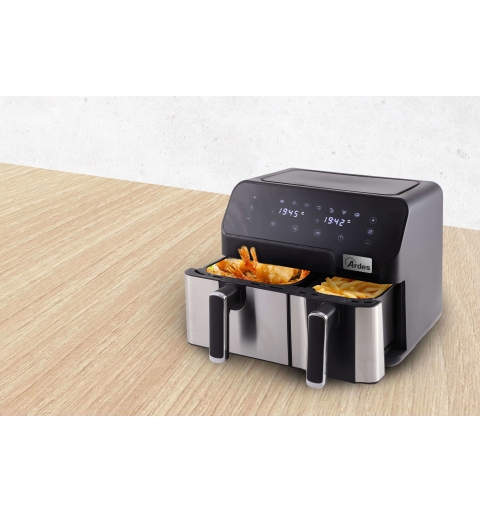 Ardes ARFRYA03D Fritteuse Doppel 9 l Eigenständig Heißluftfritteuse Schwarz, Edelstahl