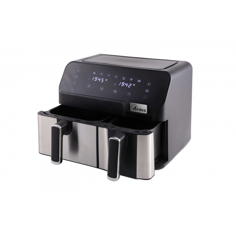 Ardes ARFRYA03D Fritteuse Doppel 9 l Eigenständig Heißluftfritteuse Schwarz, Edelstahl