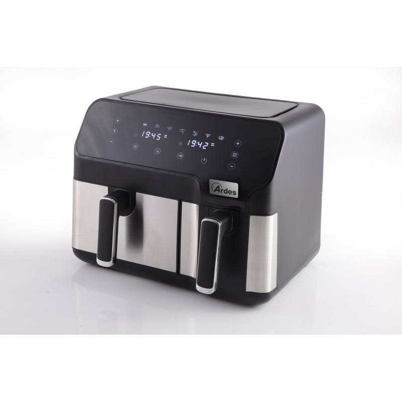 Ardes ARFRYA03D Fritteuse Doppel 9 l Eigenständig Heißluftfritteuse Schwarz, Edelstahl