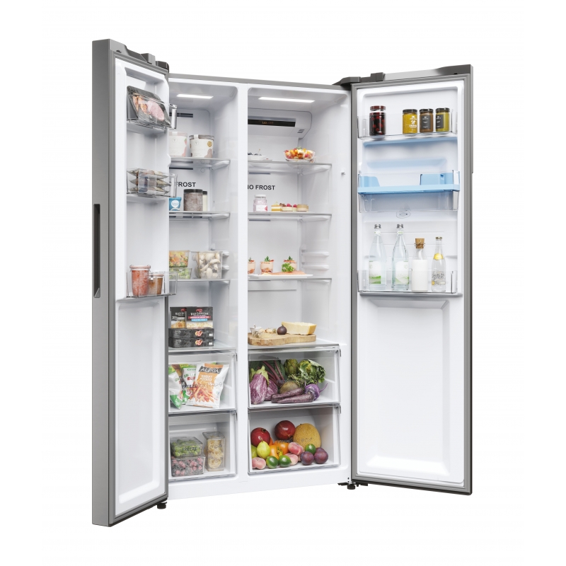 Haier SBS 90 Serie 5 HSR5918DWMP nevera puerta lado a lado Independiente 521 L D Platino, Acero inoxidable