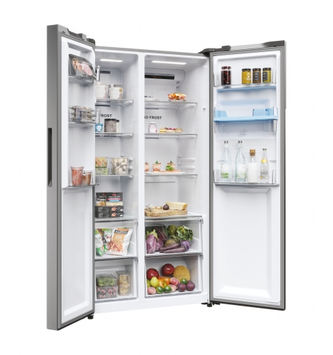 Haier SBS 90 Serie 5 HSR5918DWMP frigorifero side-by-side Libera installazione 521 L D Platino, Acciaio inox