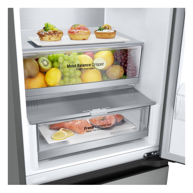 LG GBV5140DPY Frigorifero combinato, Classe D, 344L, Fresh Converter, Porte piatte, Argento