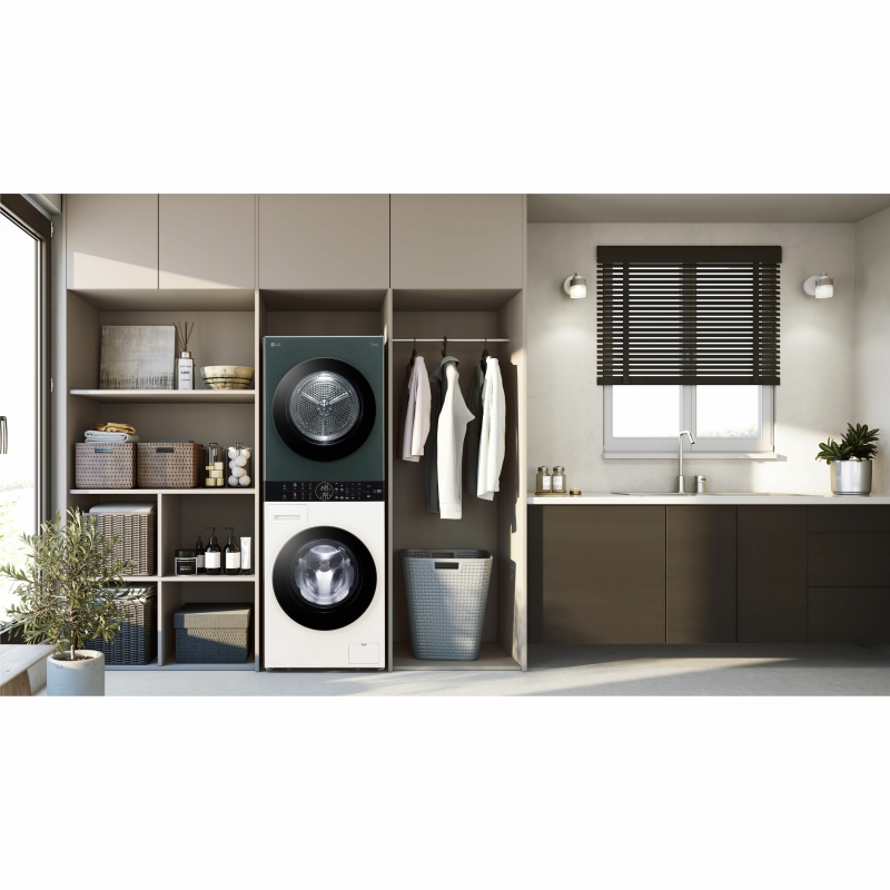 LG WT1210EGF machine à laver avec sèche linge Pose libre Charge avant Vert, Blanc A