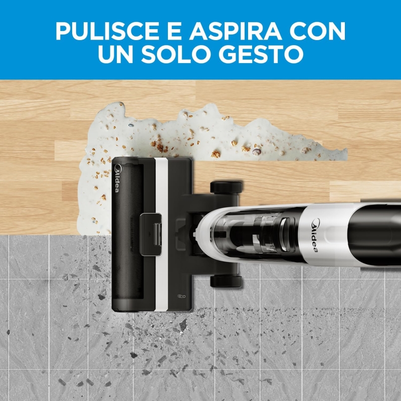 Midea MWD-X6 scopa elettrica Aspirapolvere Wet & Dry 2 in 1 Batteria Secco e bagnato Senza sacchetto 0,6 L 190 W Nero, Blu 2,5