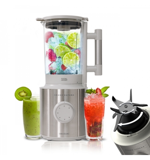 Cecotec Grand Katana 2700MAX Total Destroy W 1,8 l Tischplatten-Mixer 2700 W Grau, Edelstahl, Transparent