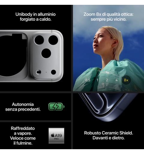 Apple iPhone 17 Pro 16 cm (6.3") SIM doble iOS 26 5G USB Tipo C 256 GB Plata