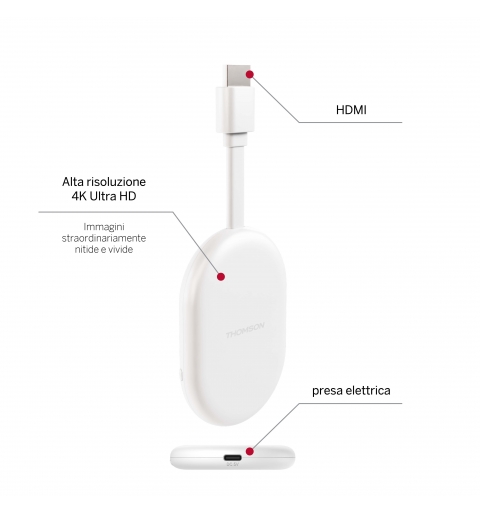 Thomson Go Cast 150 HDMI 4K Ultra HD Google TV Bianco