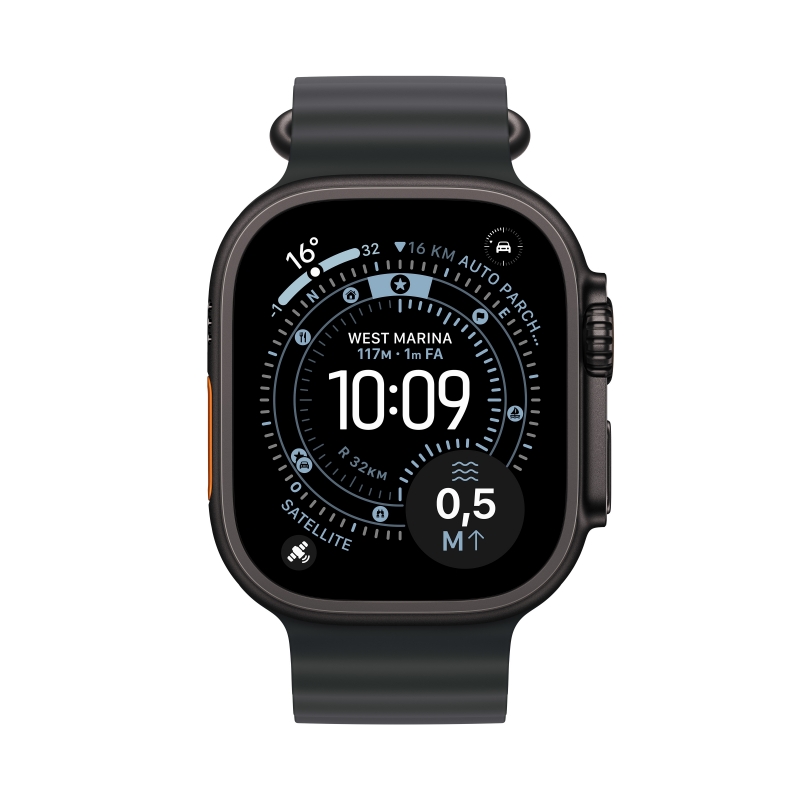 Apple Watch Ultra 3 OLED 49 mm Numérique 422 x 514 pixels Écran tactile 5G Noir Wifi GPS (satellite)