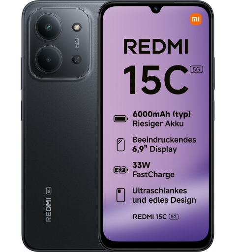 Xiaomi Redmi 15C 17,5 cm (6.9") 5G USB tipo-C 4 GB 128 GB 6000 mAh Nero