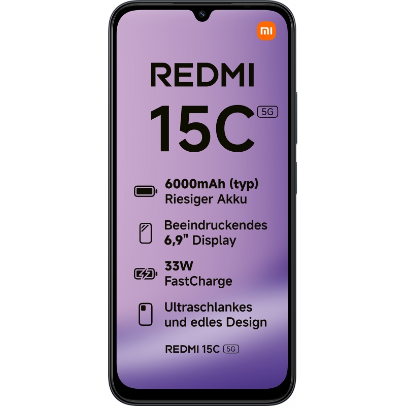 Xiaomi Redmi 15C 17,5 cm (6.9") 5G USB Tipo C 4 GB 128 GB 6000 mAh Negro