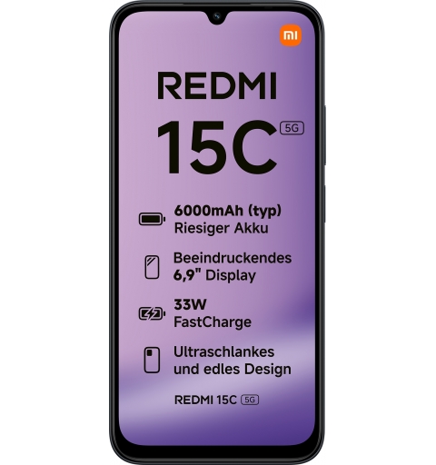 Xiaomi Redmi 15C 17,5 cm (6.9") 5G USB Tipo C 4 GB 128 GB 6000 mAh Negro