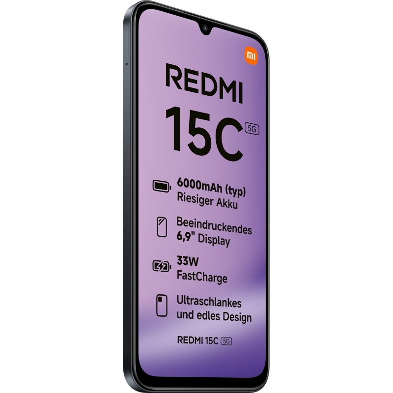 Xiaomi Redmi 15C 17,5 cm (6.9") 5G USB Tipo C 4 GB 128 GB 6000 mAh Negro