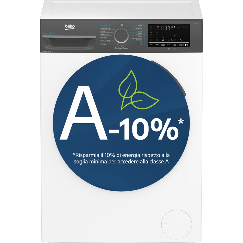 Beko b300 BMWEU8147DA Lavatrice 8kg, classe A-10%, 1400giri, linea estetica NX, motore inverter, Display Touch, colore Bianco,