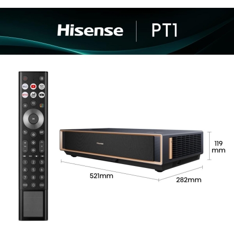 Hisense PT1 Proiettore a raggio ultra corto 2500 ANSI lumen DLP UHD 4K (3840x2160) Compatibilità 3D Nero