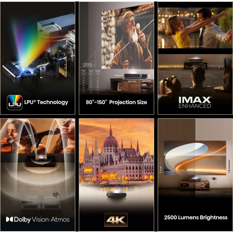 Hisense PT1 Proiettore a raggio ultra corto 2500 ANSI lumen DLP UHD 4K (3840x2160) Compatibilità 3D Nero