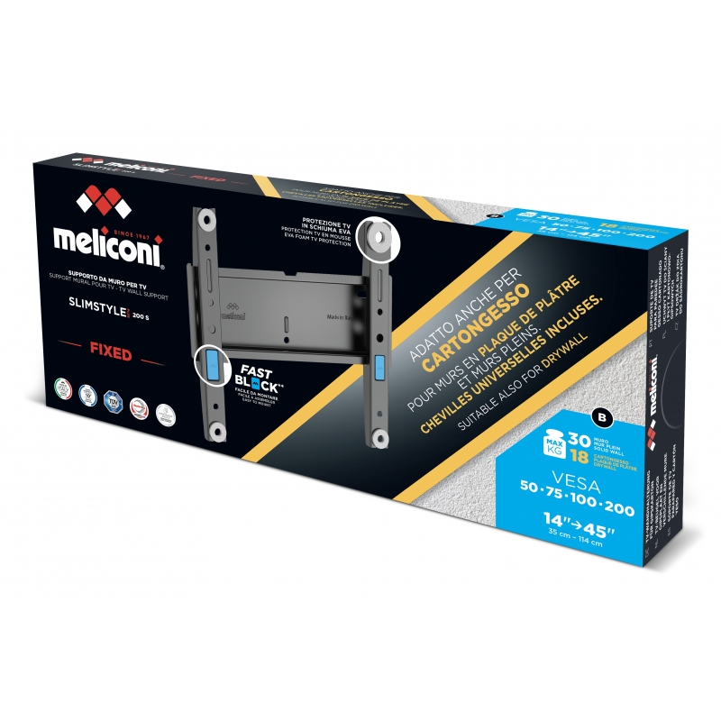 Meliconi 480956 Supporto TV a parete 114,3 cm (45") Nero Meliconi 480956 Supporto TV a parete 114,3 cm (45") Nero