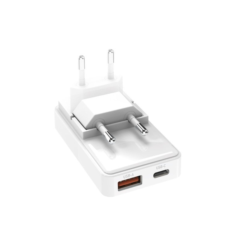 SBS TETRGANUSBTCFOLD65W Caricabatterie per dispositivi mobili Universale Bianco AC Ricarica rapida Interno, Esterno