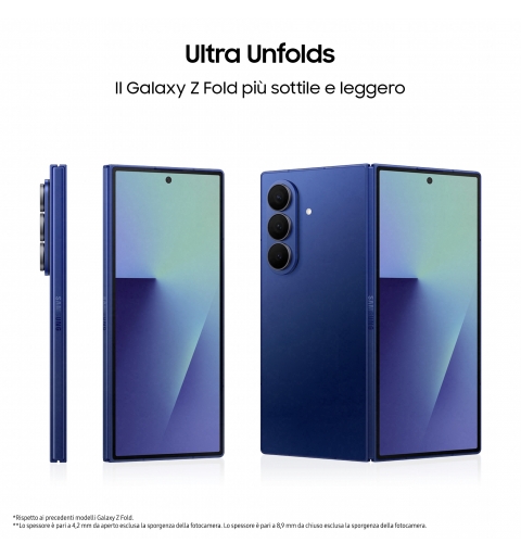 Samsung Galaxy Z Fold7 Smartphone AI, RAM 16GB, 1TB, Display 6,5" 8", Camera 200MP, Batteria a lunga durata, Blue Shadow