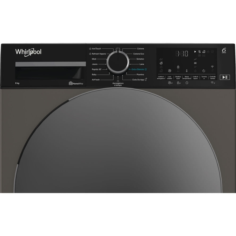 Whirlpool C WD 96M GBS IT, Capacità 9kg, classe A, colore Manhattan Grey, Display digitale XL, Wi-Fi, IronTouch