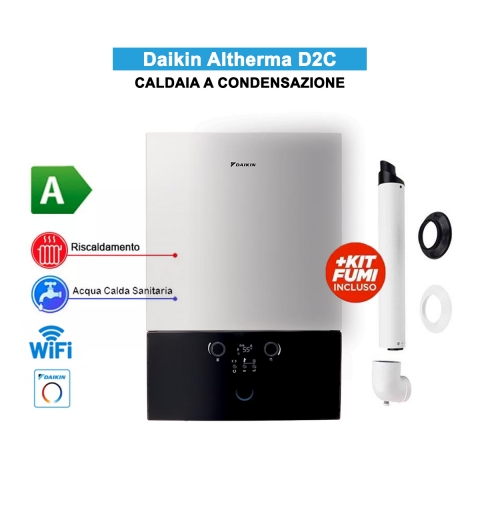 Daikin D2CND028A1A Gas Condensing Boiler 28 kW Compact Altherma D2C – Heating and Domestic Hot Water, Class A with Flue Kit