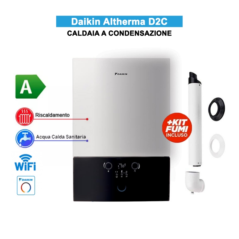 Daikin D2CND035A1A Gas Condensing Boiler 35 kW Compact Altherma D2C – Heating and Domestic Hot Water, Class A with Flue Kit