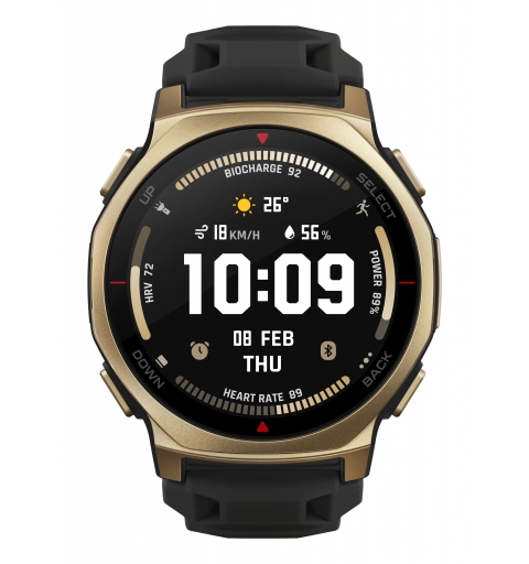 Amazfit T-rex 3 Pro 3,35 cm (1.32") AMOLED 44 mm Digitale 466 x 466 Pixel Touch screen Oro Wi-Fi GPS (satellitare)