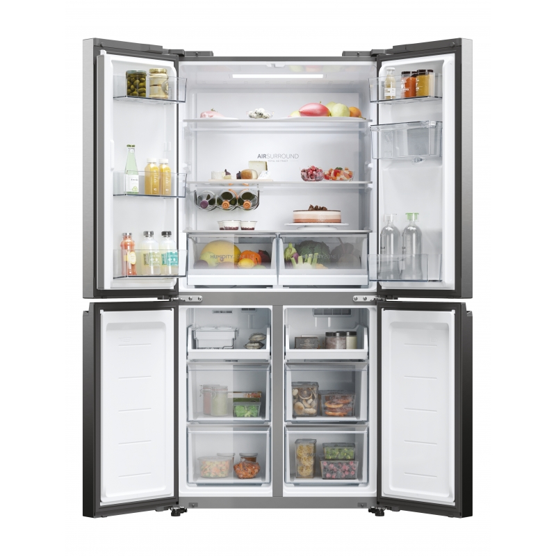 Haier Cube 83 Serie 5 HCW58F18EWMP nevera puerta lado a lado Independiente 507 L E Platino, Acero inoxidable