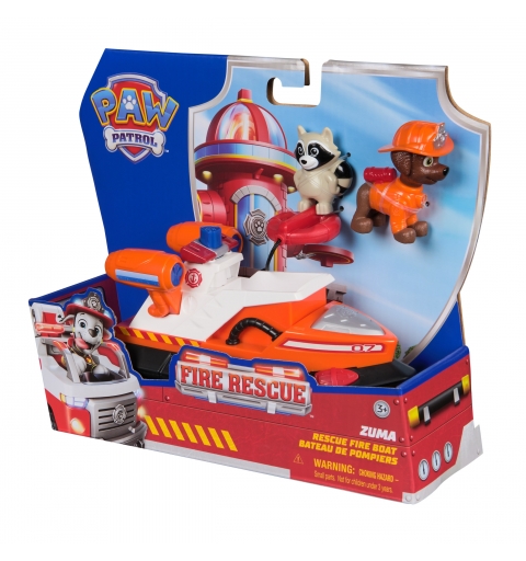 PAW Patrol PATRULLA CANINA - Pack Barco de Rescate de Bomberos + Figuras Zuma y Mapache - Patrulla Canina Juguetes - Regalo